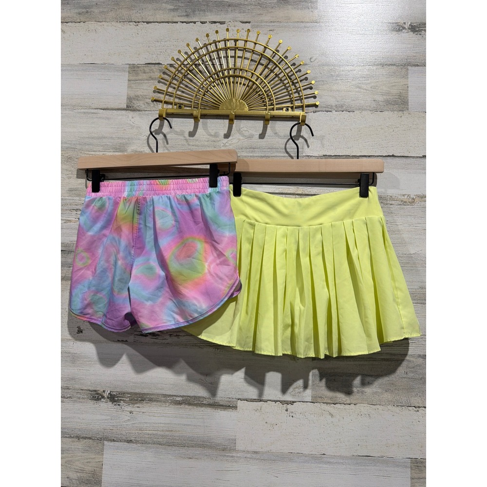 All In Motion Old Navy Shorts Skort Girls L 10/12 Pink Yellow Active EUC - Picture 4 of 4